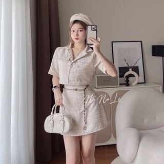 SET CROP DẠ CỔ VEST CHÂN VÁY