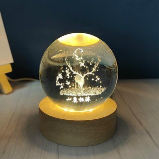 Đèn Ngủ 3D Quả Cầu Pha Lê Phát Sáng