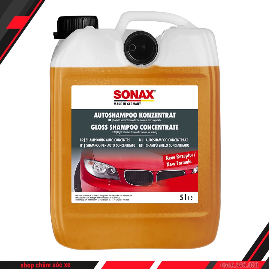 Nước rửa xe Sonax đậm đặc bóng sơn Gloss shampoo concentrate 5 lít 03145000