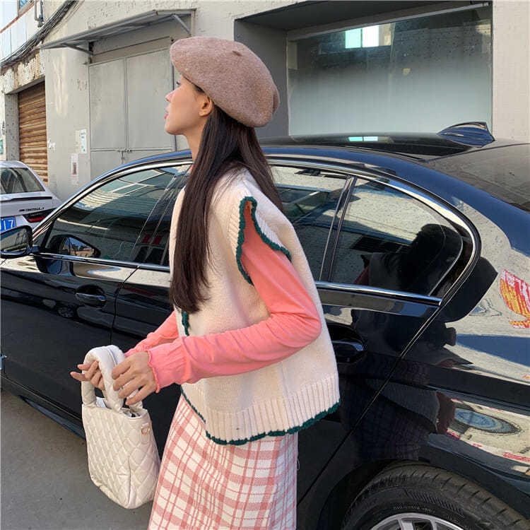 Áo Len Không Tay Cổ Tròn Dáng Rộng Thiết Kế Mới Thời Trang Theo Phong Cách Vintage