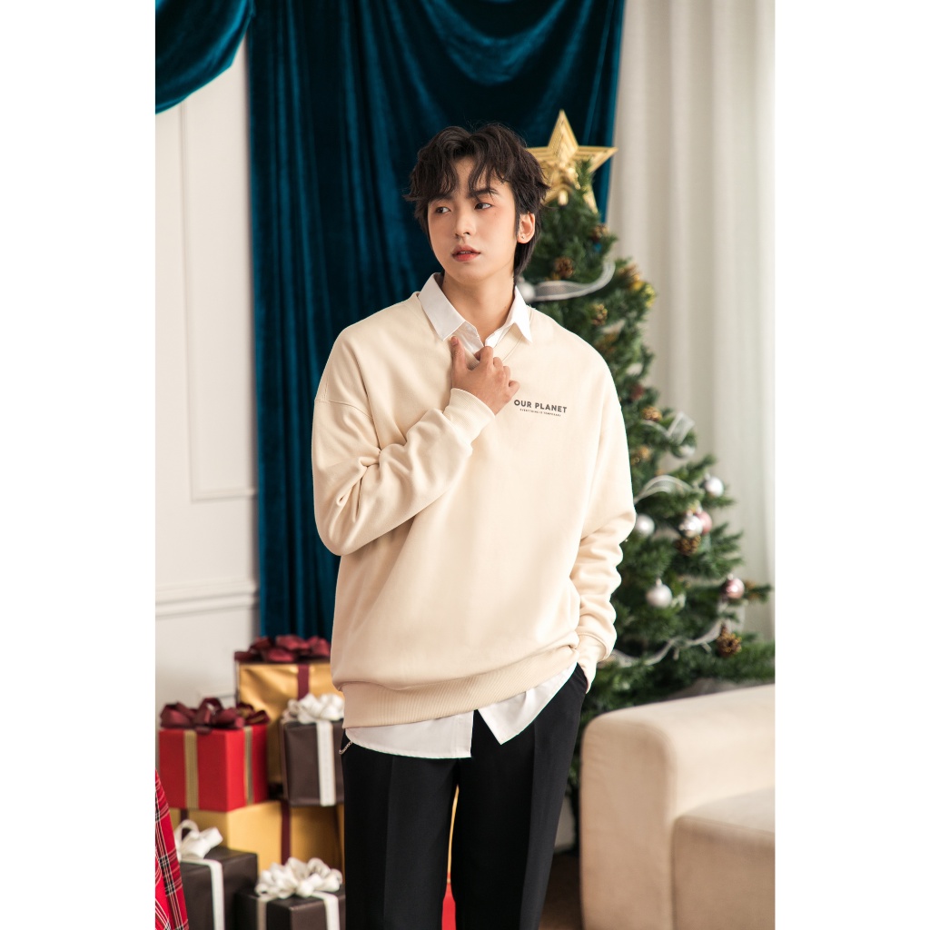 Áo Sweater Nỉ Nam Cổ Tim MANDO Chất Liệu Nỉ Cào Cotton Mềm Mịn Form Rộng Phong Cách Hàn Quốc - SWT007