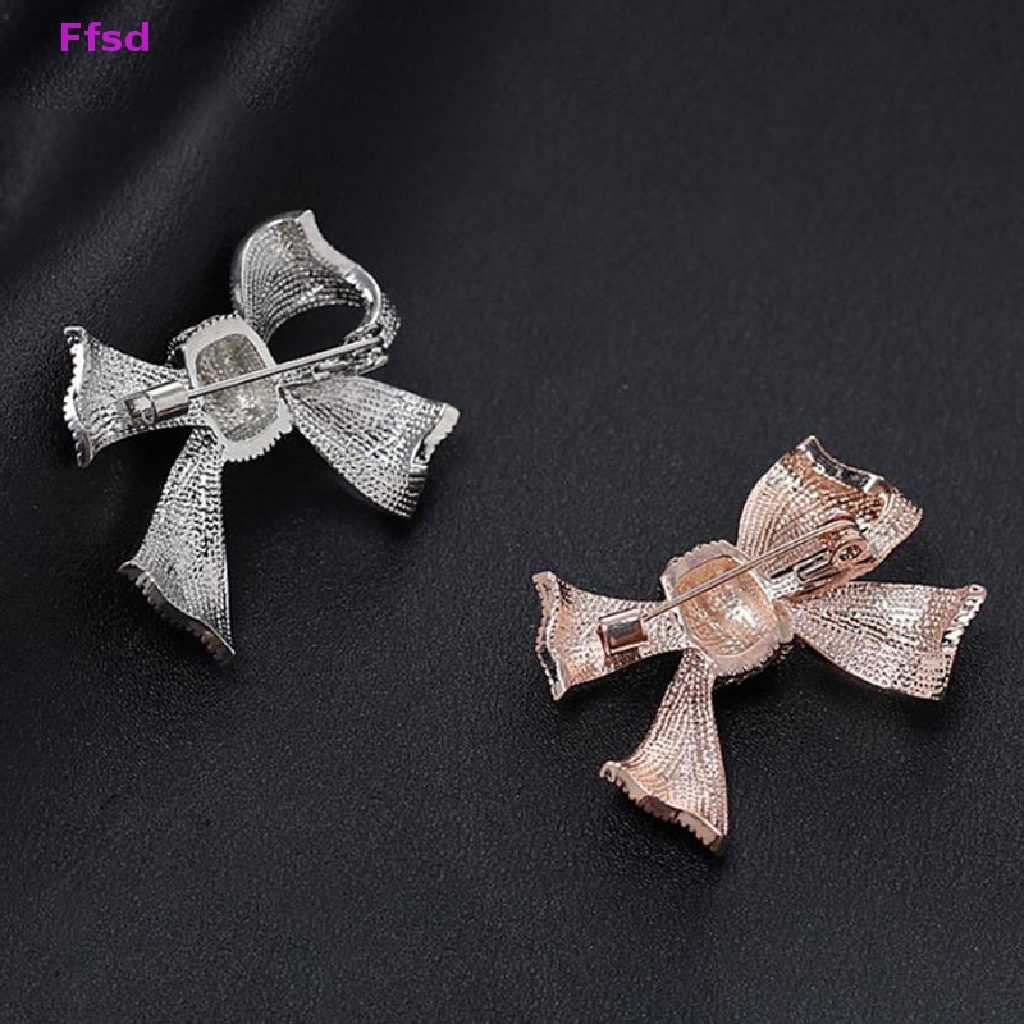 Ghim Cài Áo Hình Nơ Đính Đá Pha Lê Tráng Men Màu Đỏ Thời Trang Cho Nữ {Ffsd} {Ffsd}