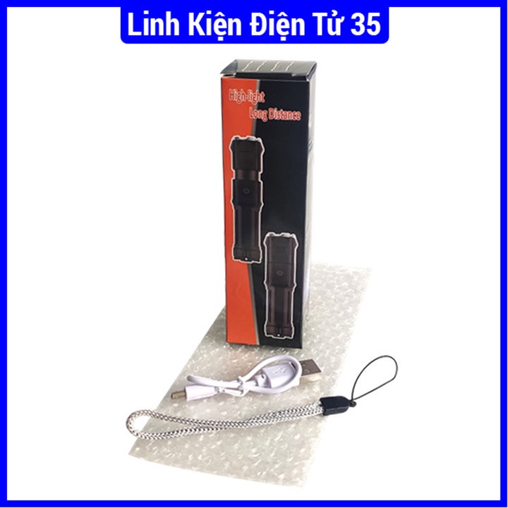 Đèn pin P50 9 LED siêu sáng khoảng cách chiếu 100 mét chống nước cực tốt kích thước nhỏ gọn, mang theo tiện lợi