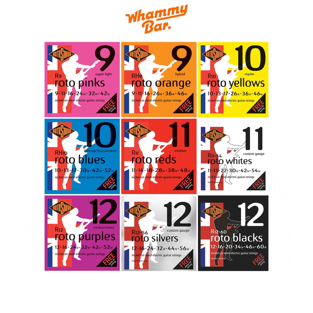 Dây đàn Guitar Điện Size 8, 9, 10, 11, 12 Rotosound Made in UK (tặng kèm dây 1)