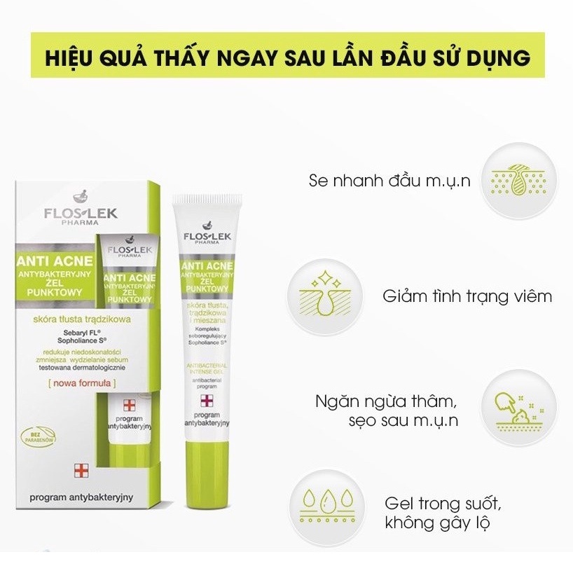 Gel chấm mụn diệt khuẩn FLOSLEK Anti Acne Spot Gel for imperfections 20ml - AJAS SKINLAB