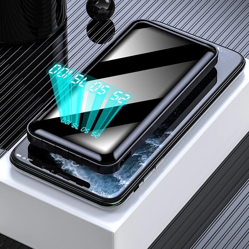 Sạc Dự Phòng 10000mAh Có Màn Hình Toàn Diện Với 4 Dây Cáp Sạc Nhanh