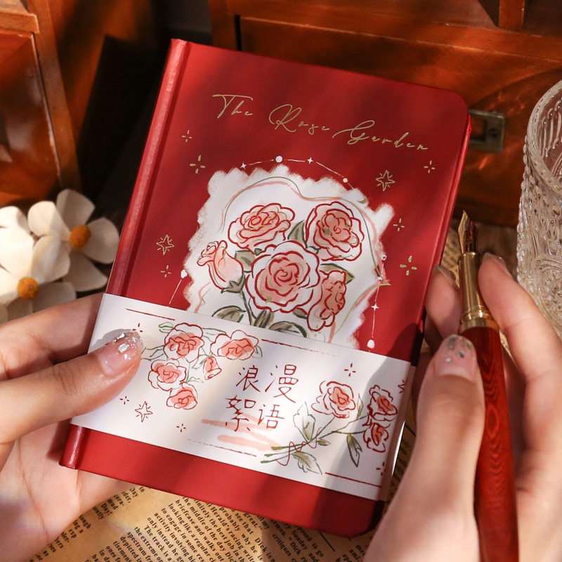 Sổ Tay Vintage Họa Tiết Hoa Hồng