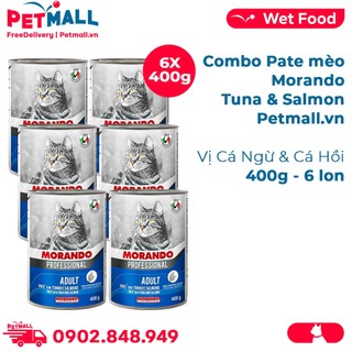 Combo Pate mèo Morando Tuna & Salmon 400g - 6 lon - Vị Cá Ngừ & Cá Hồi Petmall