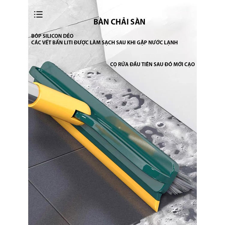 Cây CHÀ SÀN NHÀ TẮM Đa Năng 2 Trong 1, Chổi Cọ Sàn Và Gạt Nước, Xoay 120 Độ Dọn Sạch Mọi Góc Bẩn - ADU79
