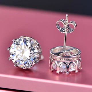 Kim Cương Nhân Tạo Moissanite (5-6,5mm) Bông tai nữ 925 bạc 0,5+0,5/1+1 carat D màu mossan khoan có thể kiểm tra bút kim cương với giấy chứng nhận xác nhận Bông tai vương miện