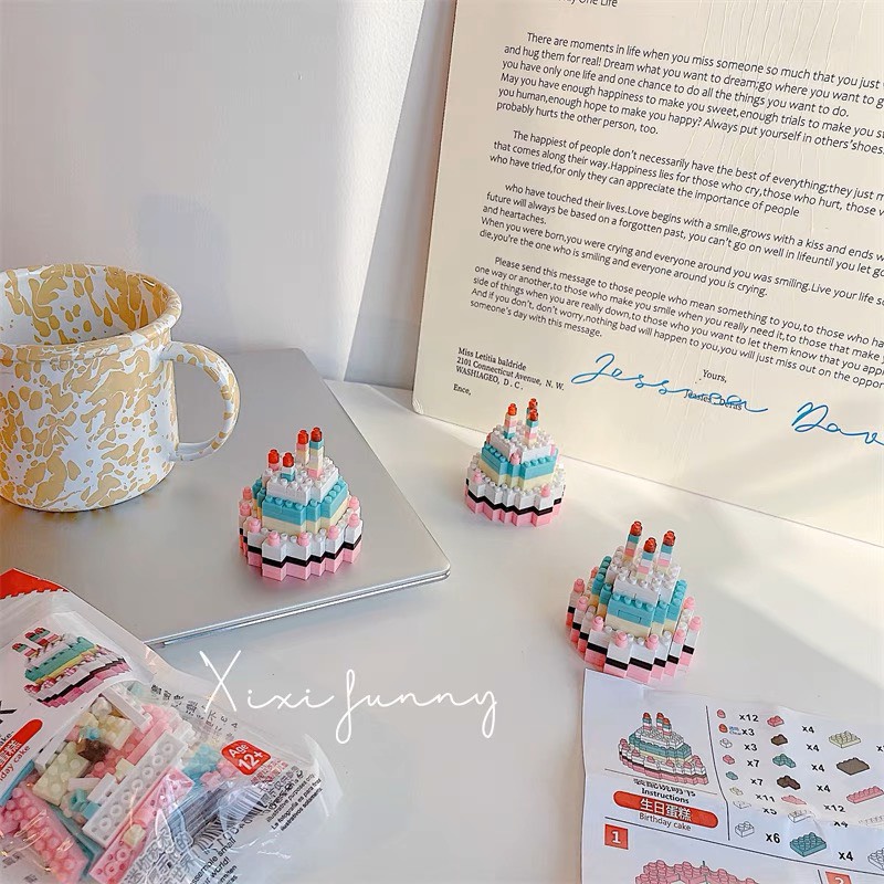 Mô Hình Lắp Ghép Hộp Bánh Sinh Nhật Mini Quà Tặng | Set Đồ Chơi Lắp Ghép Bánh Gato Mini Dễ Thương