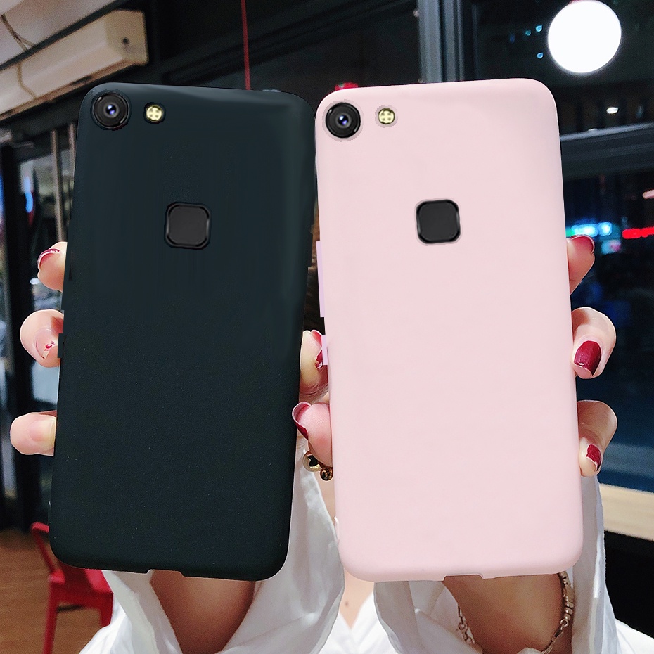 Ốp Điện Thoại TPU Silicone Dẻo Mờ Màu Kẹo Trơn Đơn Giản Cho Vivo V7 V7 + Plus 1716 1718