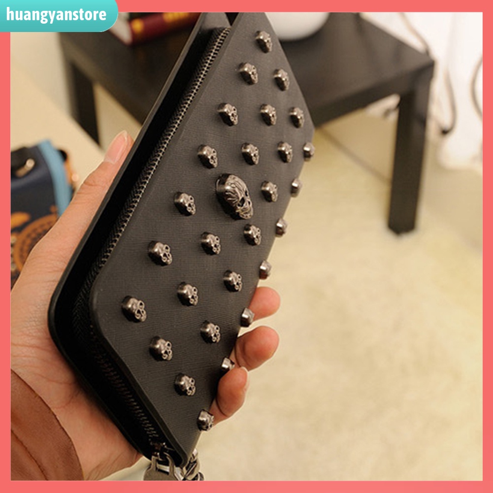 HY/ Ví giả da cầm tay họa tiết đầu lâu cổ điển cho nam và nữ | BigBuy360 - bigbuy360.vn