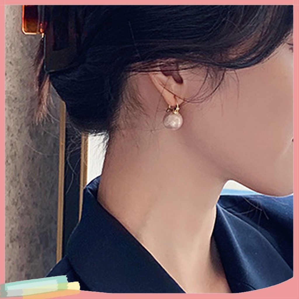 Đôi bông tai hình học đính ngọc trai giả thời trang cho nữ