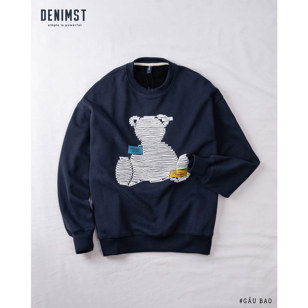 Áo sweater nỉ DENIMST-  Gấu bao, áo nỉ lót lông dày dặn, form unisex cho nam và nữ