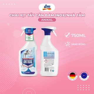 Bình xịt dung dịch tẩy cặn bám trên đồ inox ANTIKAL  trong nhà tắm 750ml - hàng nhập khẩu Đức - ANTIKAL01