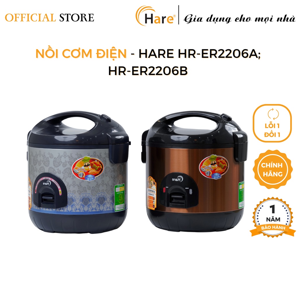 Nồi cơm điện HR-ER2206 (2.2L) - thương hiệu Hare - bảo hành 12 tháng
