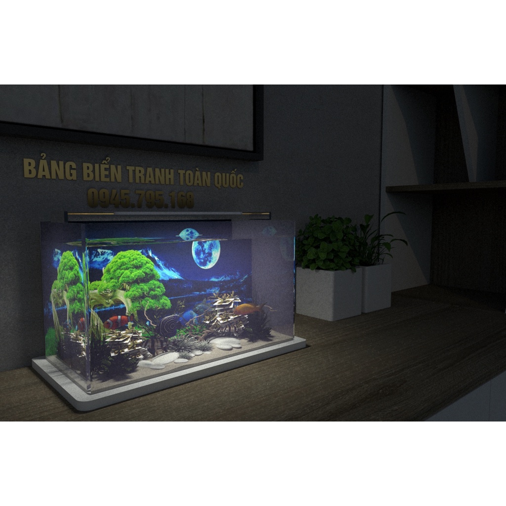 Bể cá thủy sinh mini để bàn chất liệu mica mẫu trăng 3