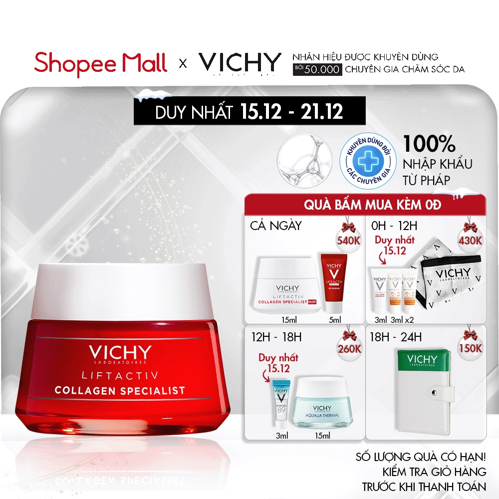 Kem dưỡng ngăn ngừa lão hóa, làm săn chắc da Vichy Liftactiv Collagen Specialist 50ml