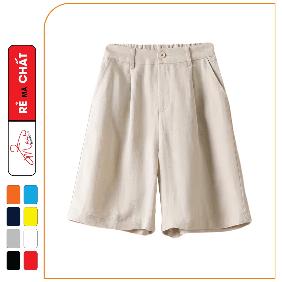 Quần Đi biển culottes đũi cộc nhật mềm mát lưng thun dây chun nhiều màu - MAC boutique