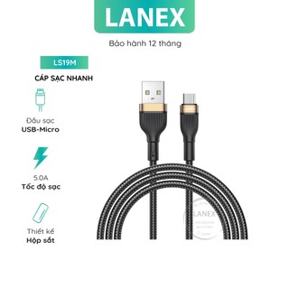 Cáp Sạc Nhanh Lanex Ls19l Dây Dù Hộp Sắt 5a Dài 1.0m