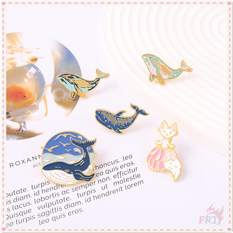 ★ Ghim Cài Áo Hình Cá Voi Và Cáo Hoạt Hình ★ 1 Huy Hiệu Gài Ba Lô Hình Động Vật Biển Tráng Men