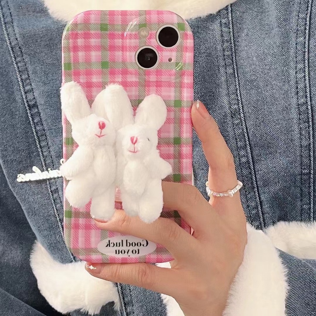 Ốp Điện Thoại Chất Lượng Cao Hình Thỏ Hồng Cho iPhone 14 13 12 11 Pro Max