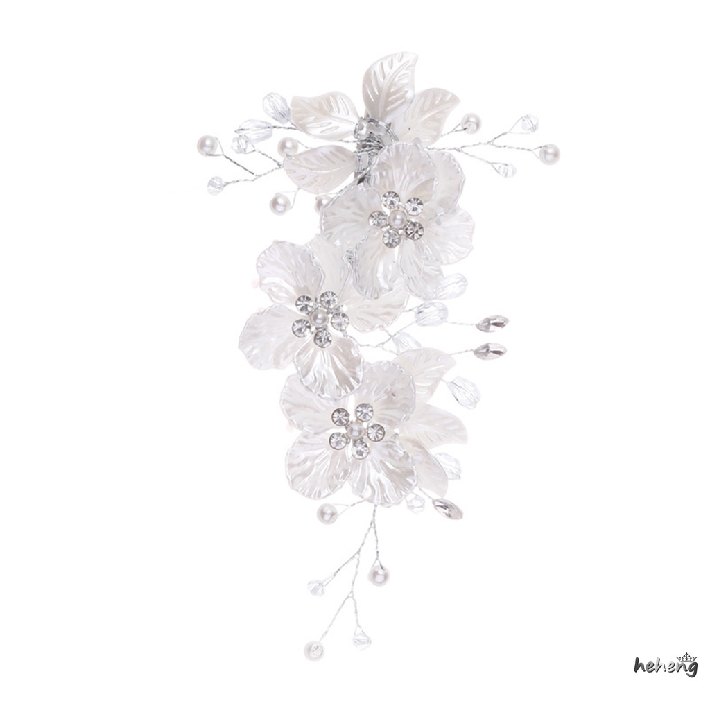 Kẹp Tóc Hình Cánh Hoa Đính Ngọc Trai Sang Trọng Không Phai Màu