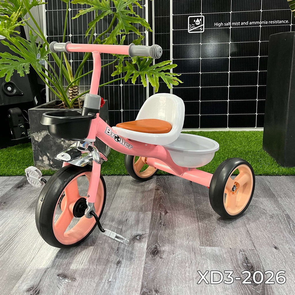 Xe đạp trẻ em ba bánh X3B-2026 (XDH-602) khung kim loại bánh cao su