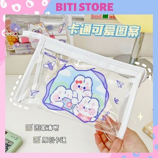 MẪU MỚI] Bóp Viết,Hộp Bút,Túi Makeup Trong Suốt Dạng Tam Giác BiTi BV349