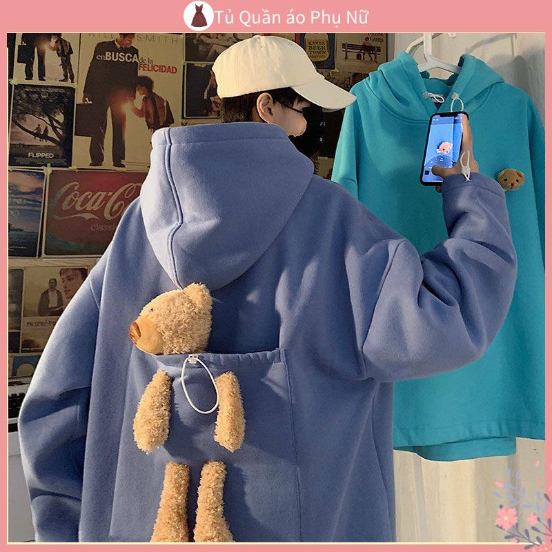 O Cardigan Kho C Áo Khoác Sweatshirt Có Mũ Trùm Đầu Hình Gấu Bông Phong Cách Đường Phố Hong Kong Đơn Giản Dễ Phối Đồ Mùa Thu Đông Cho Cặp Đôi