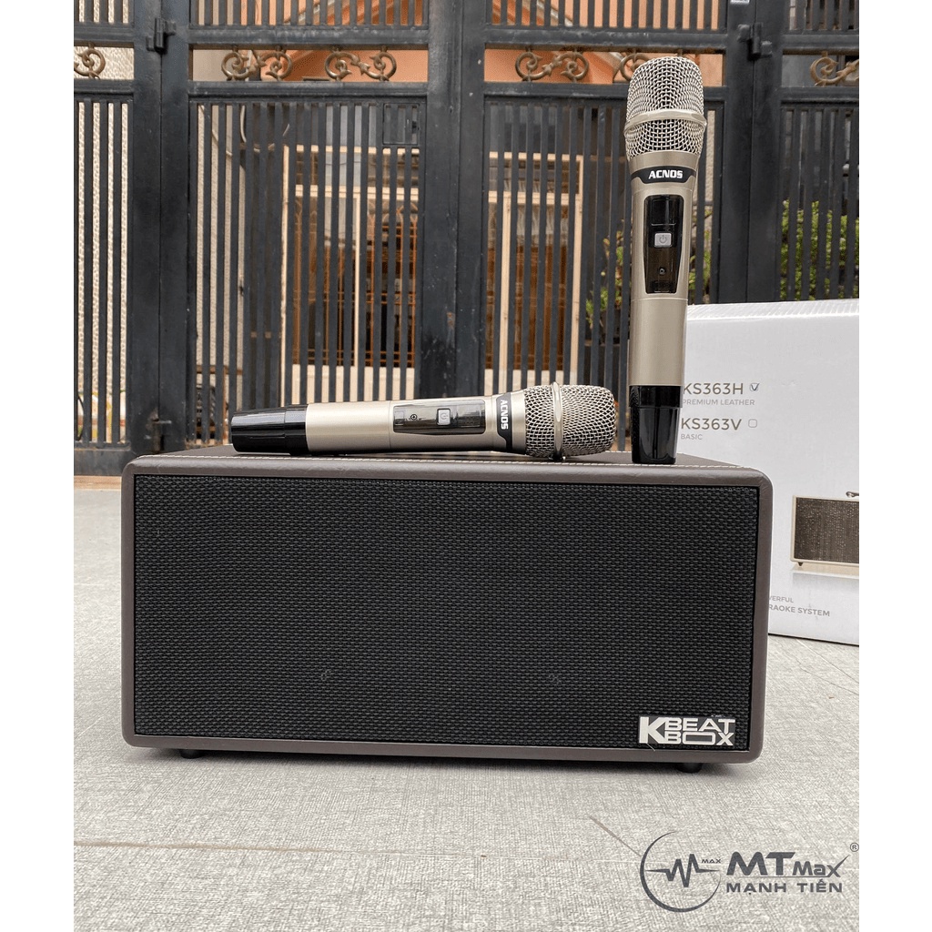 Loa karaoke bluetooth ACNOS KS363H di động xách tay, có chất lượng âm thanh vượt trội công suất 100w kèm 2 mic