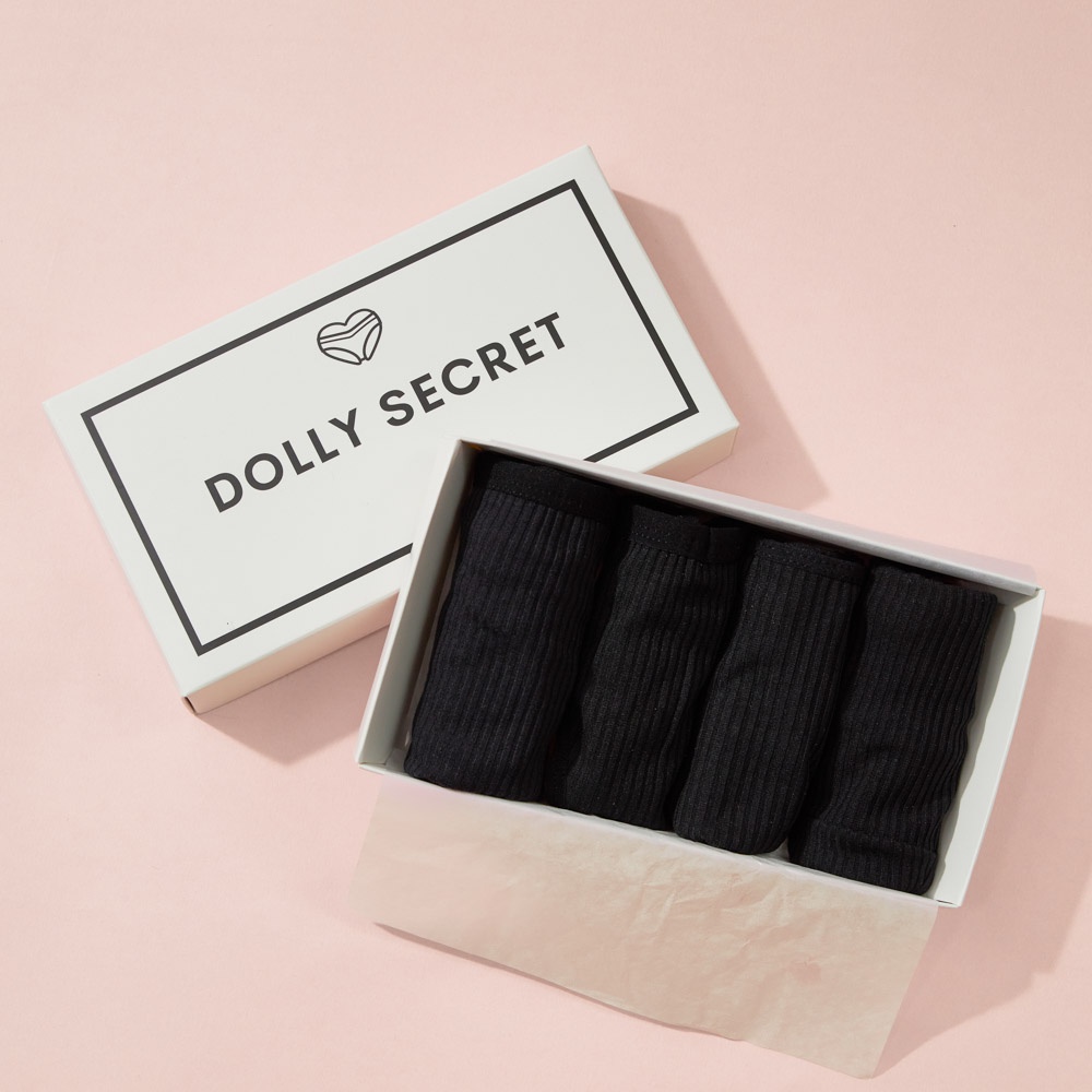 Hộp 4 quần lót nữ cotton sexy quyến rũ màu đen kháng khuẩn DOLLY SECRET