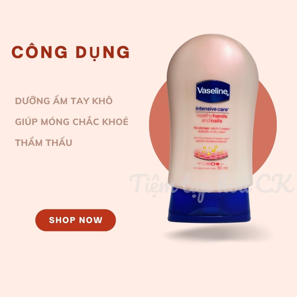 Kem Dưỡng Da Tay Giúp Làm Ẩm, Mềm Mượt Da Tay Và Móng Tay Vaseline Intensive Care 85ml Thái Lan