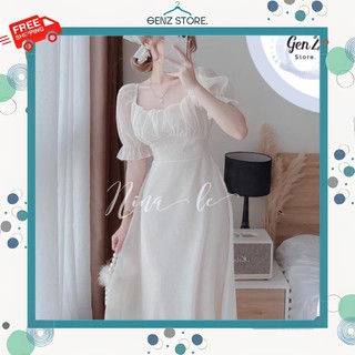 Đầm tơ xòe tiểu thư cao cấp váy dự tiệc 2 lớp - genz store.