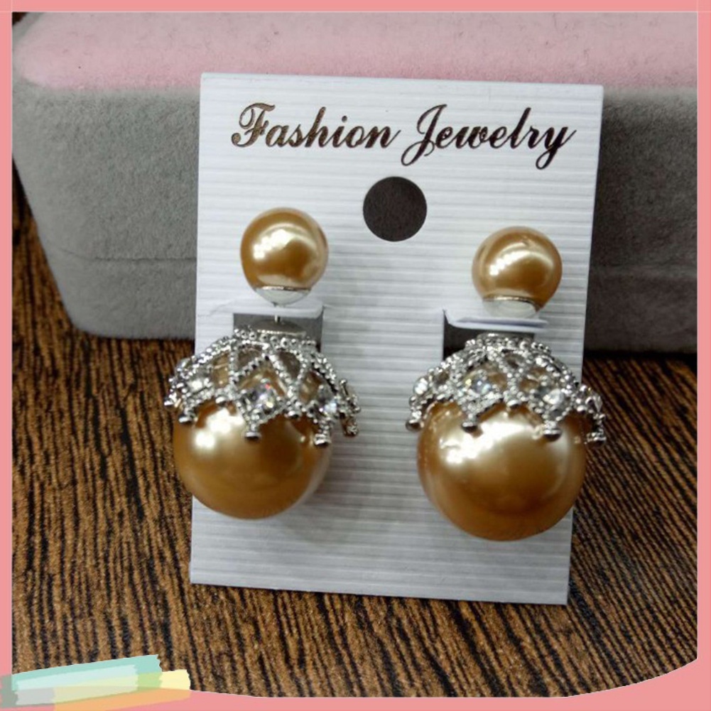 Đôi khuyên tai hình hoa phối hạt ngọc trai giả thời trang cho nữ