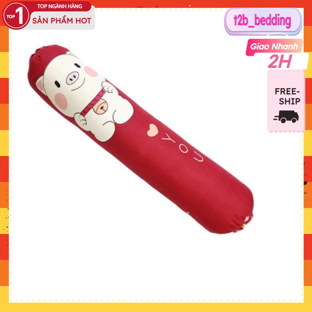 Vỏ gối ôm cotton poly size 35x105 cm có dây rút,nhiều mẫu lựa chọn,mẫu heo đỏ