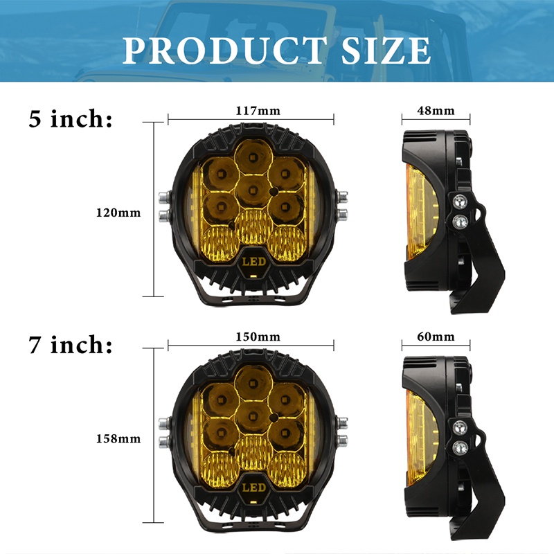 JEEP 1 Đèn Pha DRL Ánh Sáng Vàng Trắng 90W 24V Cho Xe Hơi / Xe Tải / Tàu Thuyền