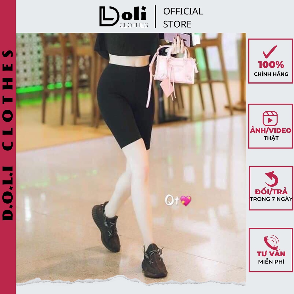 Quần Legging Lửng Nữ Xuất Hàn , Quần Biker Ôm Tập Gym Dáng Ngắn QS008 - DOLI Clothes