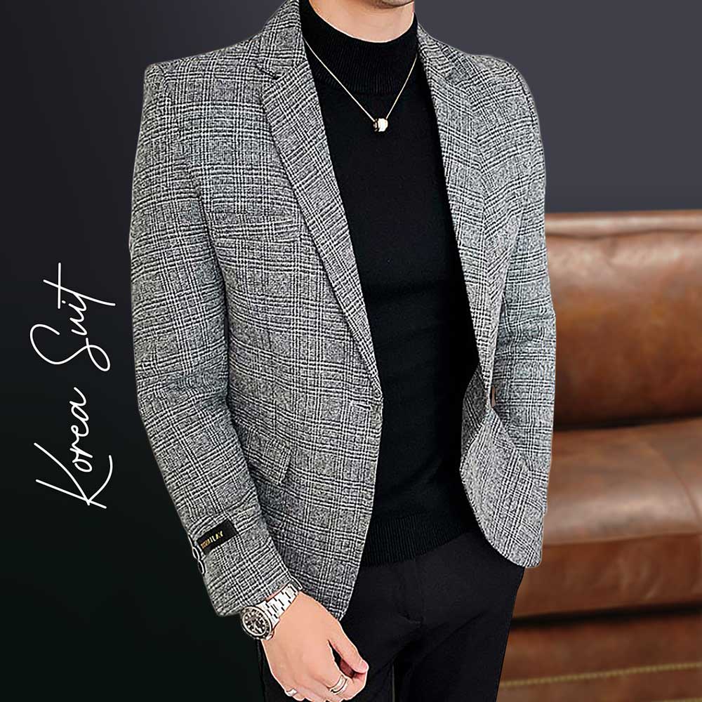 Blazer Nam, Vest Nam Công Sở 1 Cúc, Áo Dạ Nam Hàn Quốc Form Body Lịch Lãm , KOREA SUIT | VE4