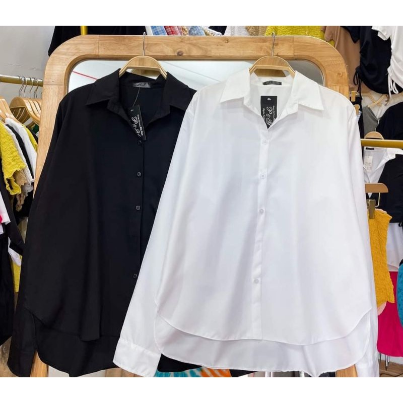 ÁO SƠ MI NỮ TAY DÀI VẠT BẦU XẺ TÀ BIGSIZE