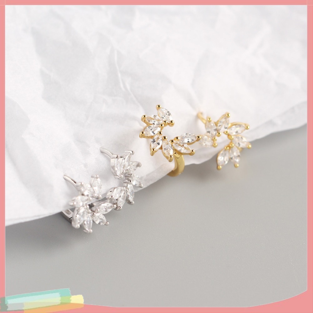 【LK】Fashion Women Rhinestone Inlaid Flower Hoop Huggie Earrings Party Jewelry Gift