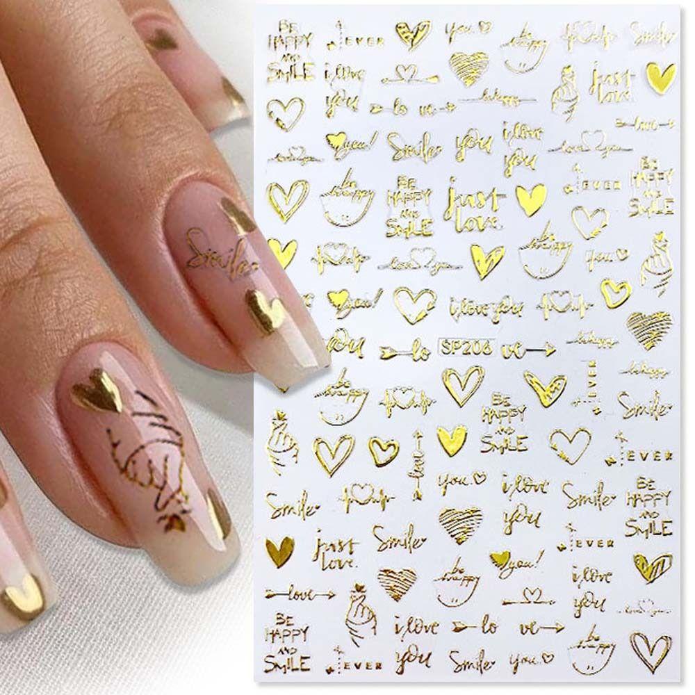 Set 26 Miếng Dán Trang Trí Móng Tay Hình Trái Tim Bướm Thời Trang Mùa Thu Dành Cho Nữ