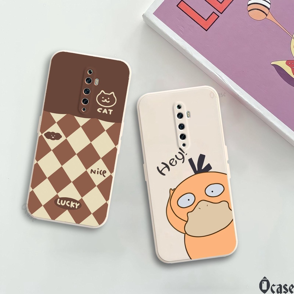 Ốp lưng Oppo Reno 2 / 2F / 2Z in hình Mèo và Vịt vàng cạnh viền vuông có bảo vệ camera