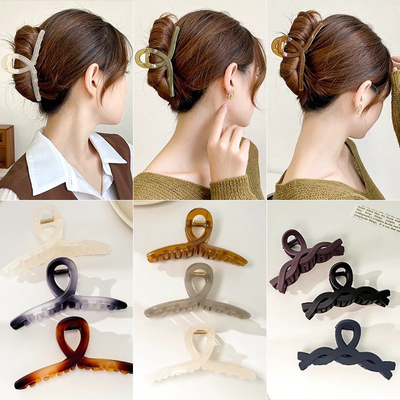 Kẹp tóc càng cua Hàn Quốc cặp tóc chéo nữ đẹp hottrend trong suốt cỡ size lớn K271