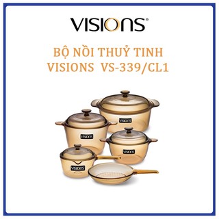 Bộ 5 nồi thủy tinh visions vs-339 - bảo hành 10 năm - xuất xứ từ pháp - hàng chính hãng