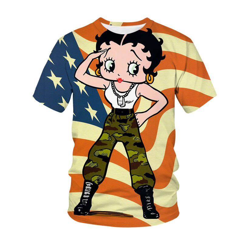 Áo Thun Tay Ngắn In Hình betty boop Thời Trang Dành Cho Nam Nữ