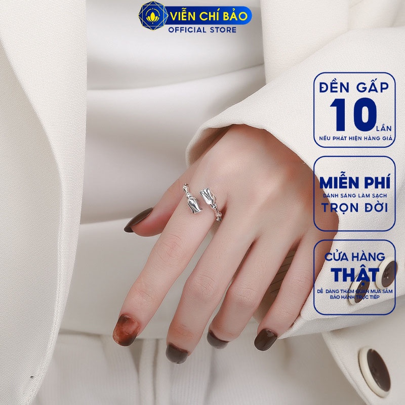 Nhẫn cành hồng new chất liệu bạc Thái 925 thời trang phụ kiện trang sức nữ Viễn Chí Bảo N000645