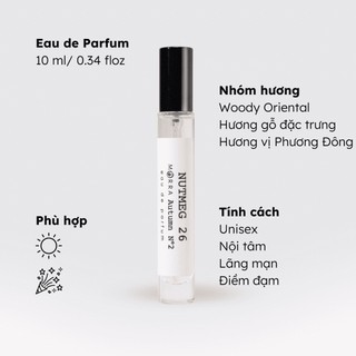 Nước Hoa Nam Morra Nutmeg 26  Dung Tích 10ml Hương Gỗ Nam Tính Sang Trọng Trầm Ấm Lưu Hương Lâu 6H - 8H