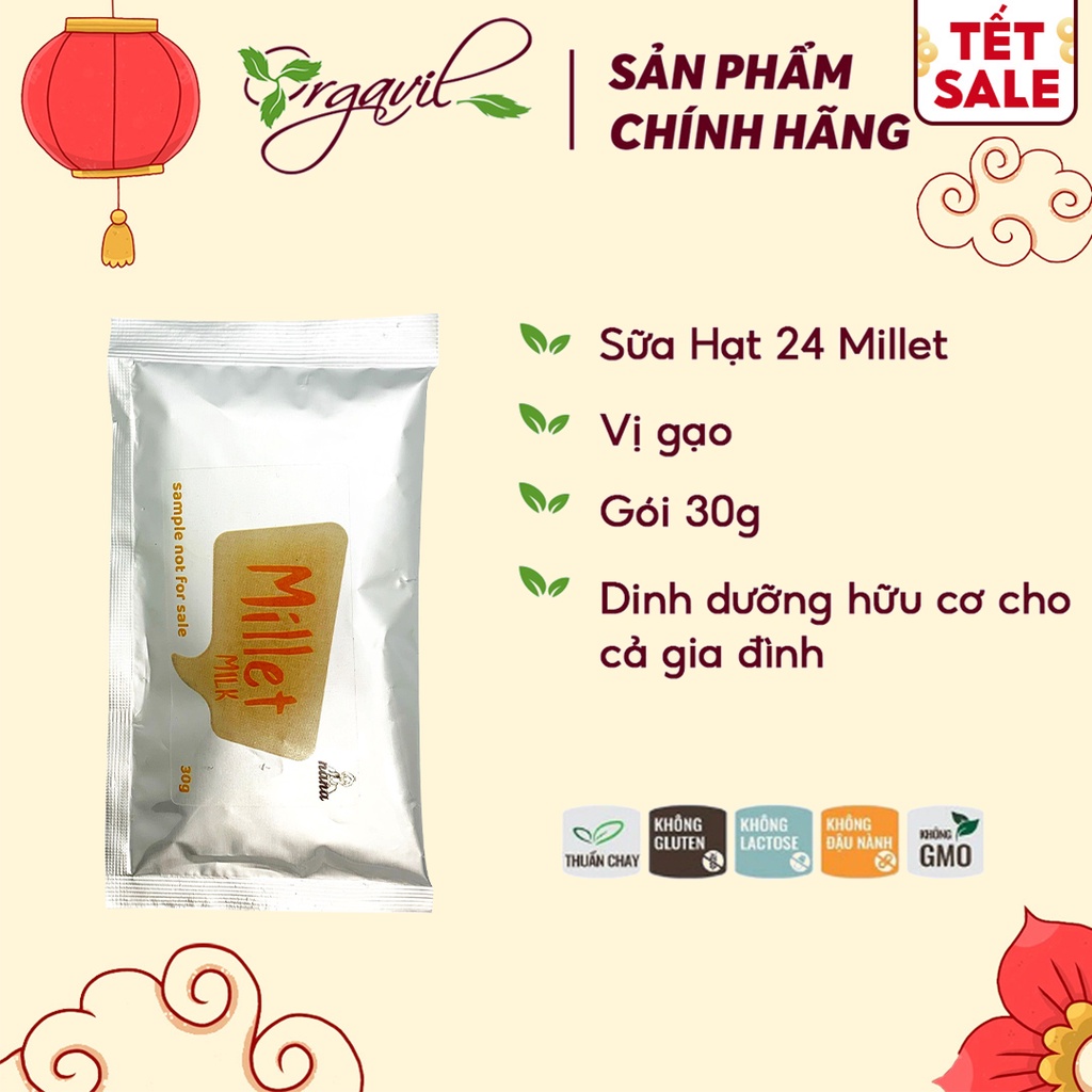 Sữa Hạt Thực Vật Hữu Cơ Millet Gói 30g - Sữa Dinh Dưỡng Cho Mẹ Bầu và Sau Sinh - Orgavil